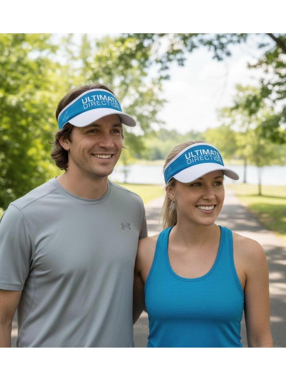 New Ultimate Direction Headsweats Tempo Visor White and Blue One Size